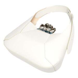 Alexander McQueen The Jewelled Hobo Bag in White Leather with Silver